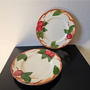 2 Vintage Franciscan Earthware Dinnerware Ceramic Hand Painted Apple Plates